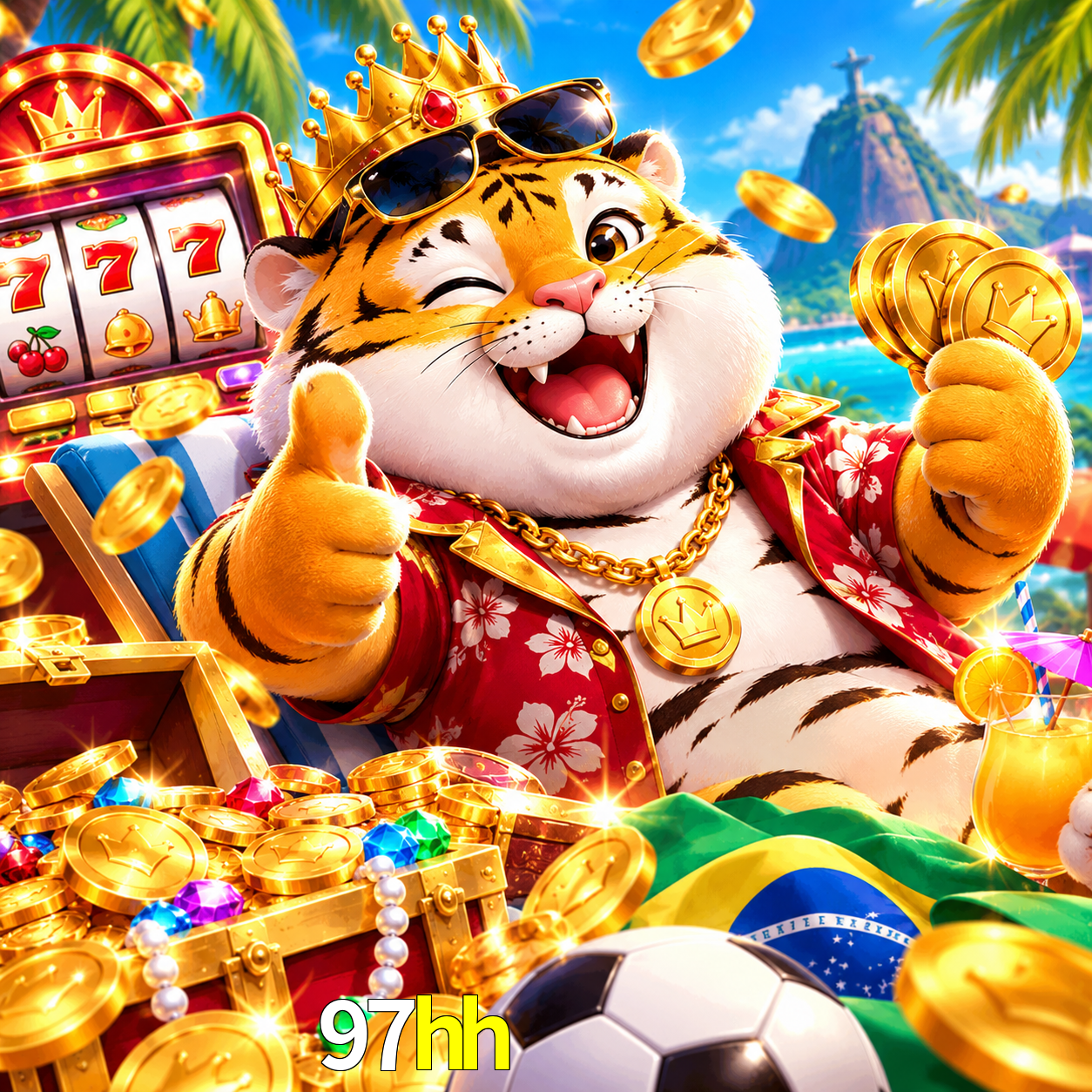 Imagem promocional da 97hh mostrando a plataforma e suas vantagens